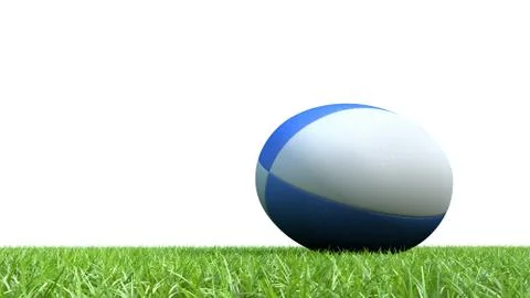 Rugby ball on grass 3D render for world cup Stock Illustration