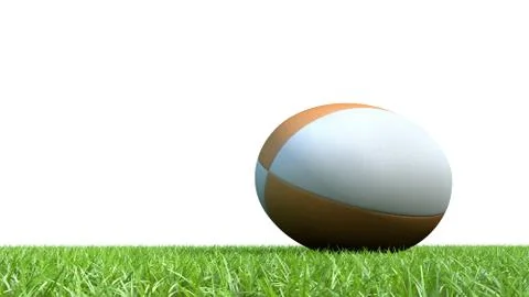 Rugby ball on grass 3D render for world cup Stock Illustration