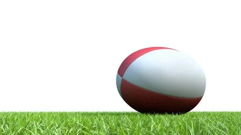 Rugby ball on grass 3D render for world cup Stock Illustration