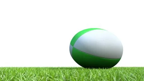 Rugby ball on grass 3D render for world cup Stock Illustration