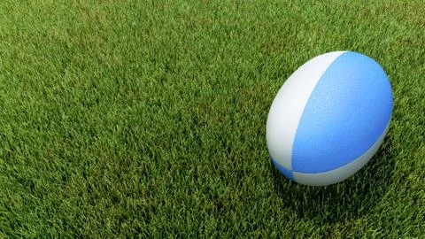 Rugby ball on grass 3D render for world cup Stock Illustration