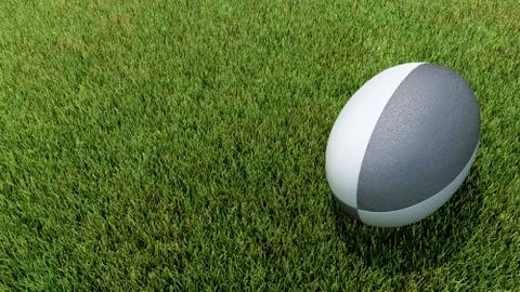 Rugby ball on grass 3D render for world cup Stock Illustration