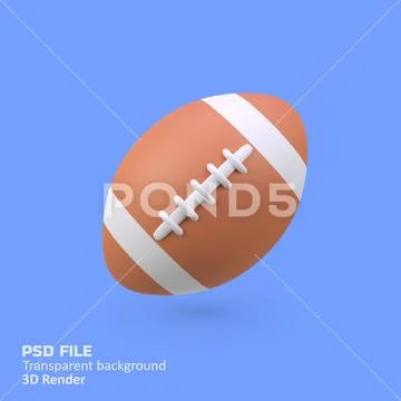 Rugby ball isolated 3d render icon illustration PSD Template