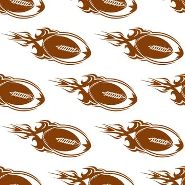 Rugby balls with fire flames pattern Stock Illustration
