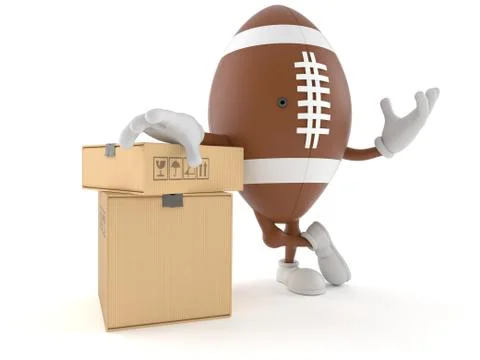 Rugby character with stack of boxes Illustrazione stock