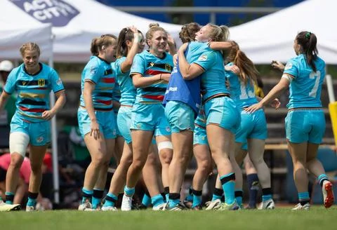  Rugby-Europameisterschaft der Frauen 2023 Jubel der deutschen Mannschaft ... Stock Photos