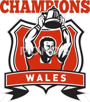 Rugby player champions cup wales Stock Illustration