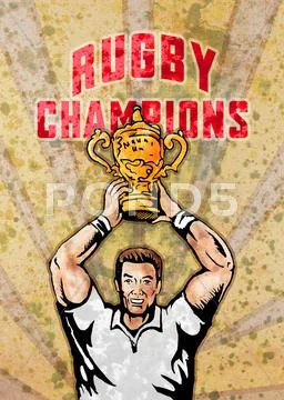 Rugby player championship world cup Stock Illustration