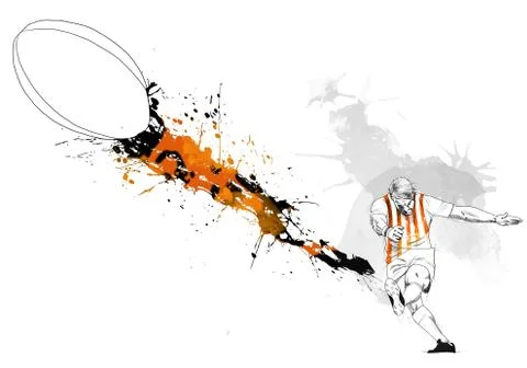 Rugby player kicking a ball Stock Illustration