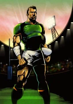 Rugby player lining up for the game Stock Illustration