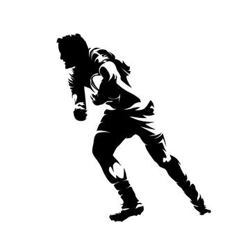 Rugby player logo, isolated vector silhouette. Team sport athlete, side view Stock Illustration
