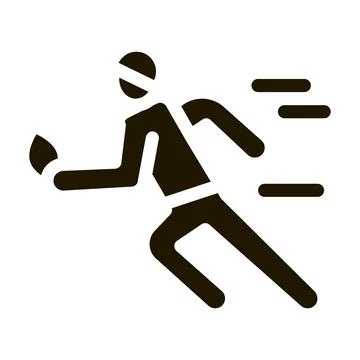 Rugby Player in Motion Icon Vector Glyph Illustration Stock Illustration