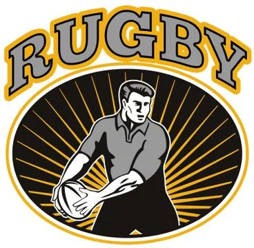 Rugby player passing ball Stock Illustration