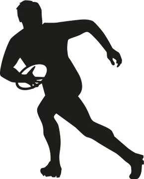 Rugby player running with ball Stock Illustration