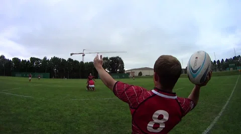 Rugby player throwes the ball Stock Footage 30093032
