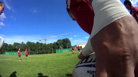 Rugby player throwes the ball Stock Footage 30098994