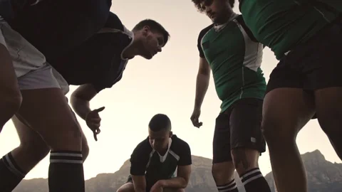 Rugby players doing a scrum Stock Footage 112081546