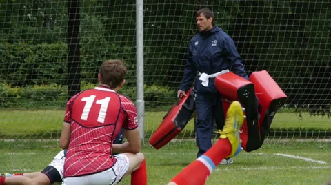 Rugby players before the training Stock Footage 30085642