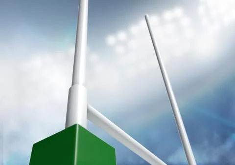 Rugby Posts Stadium Night Stock Illustration