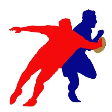 Rugby runner tackled isolation Stock Illustration