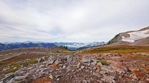 Rugged Alpine Landscape View from Panorama Point on the Skyline Trail in Mount R Stock Footage 332139658