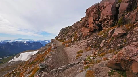 Rugged Alpine Trail to Panorama Point in Mount Rainier National Park, Washington Stock Footage 332139762