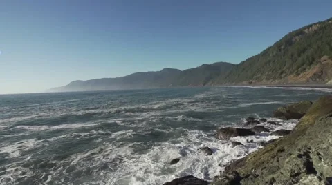 Rugged Beach Wave and Coast Line Time Lapse Stock Footage 56093592