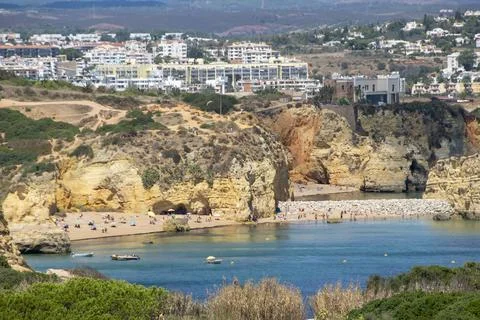 Rugged Benagil cliffs and Atlantic landscape Foto stock