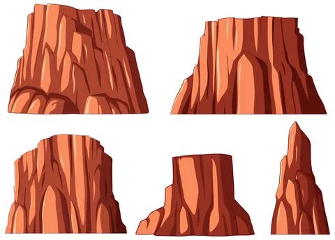 Rugged Canyon Cliffs Vector Set イラスト素材