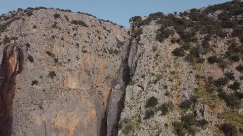 Rugged Cliffs Against a Clear Blue Sky Stock Footage 282930172