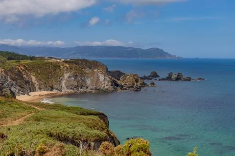 Rugged cliffs along the Atlantic coast Stock Photos