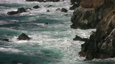 Rugged Coast off Big Sur in winter Stock Footage 1066379