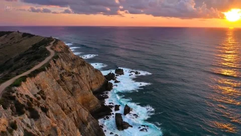 Rugged coastal cliffs Stock Footage 313723170