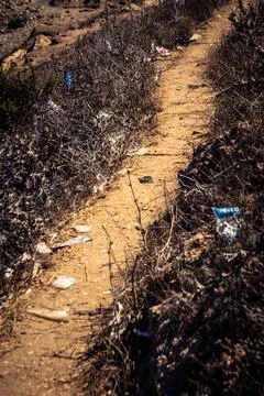 Rugged coastal trails mapped for nocturnal migrant crossings toward Ceuta Stock Photos