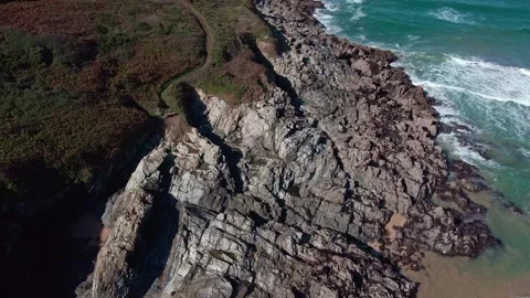 Rugged Cornish Coast Stock Footage 244880192