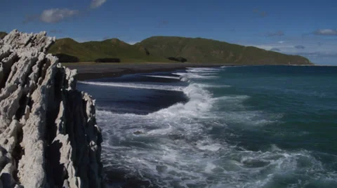Rugged deserted beach Stock Footage 33549411