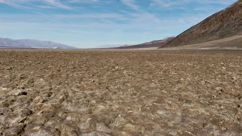 Rugged ground with salt crust at Bad-water at Death Valley Stock Footage 217409396