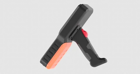 Rugged handheld terminal, rotation animation seamlessly loopable. 3D render.. Stock Footage 332792577