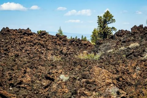 Rugged Lava Field at Lava Beds National Monument Stock Photos