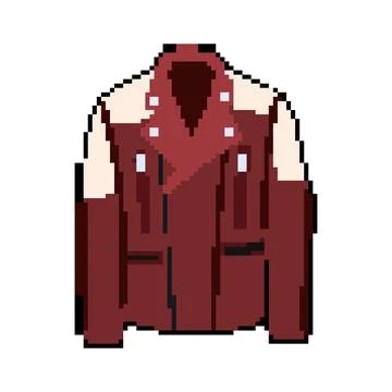 Rugged leather jacket male pixel art vector illustration Stock Illustration