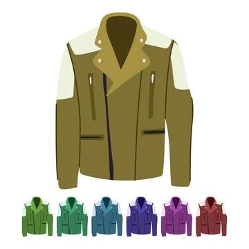 Rugged leather jacket male vector cartoon graphic Illustrazione stock