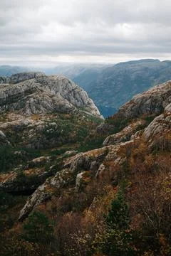 Rugged Mountain Landscape Under Cloudy Sky Stock Photos