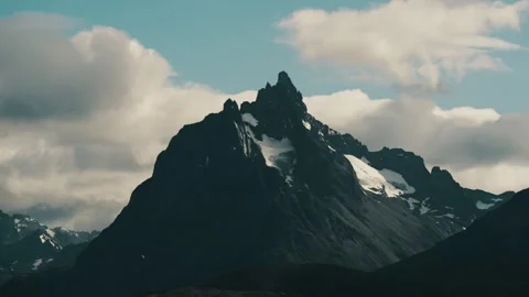 Rugged Mountain Peak With Snow In Cabo de Hornos, Tierra del Fuego, Stock Footage 270207883