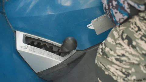 Rugged outdoor environment showing mechanical control in action. Closeup of Stock Footage 332054539