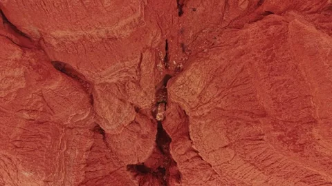 Rugged red landscape in Spain shows texture and natural formations Stock Footage 333113602