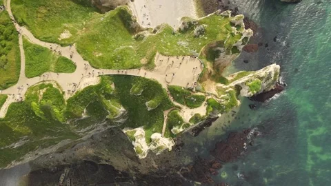 Rugged Rocks Meet the Atlantic Ocean - Aerial Footage Stock-Footage 298544729