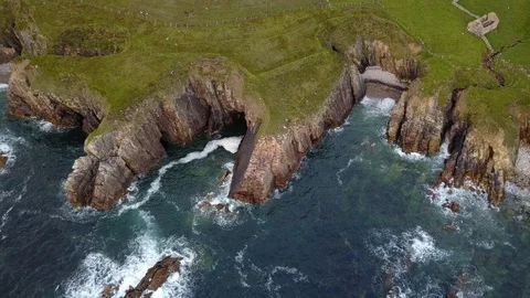Rugged sea cliffs Stock Footage 111658619