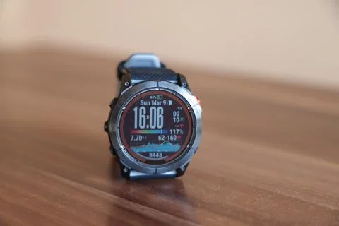 A rugged smartwatch with a digital display. Stock Photos