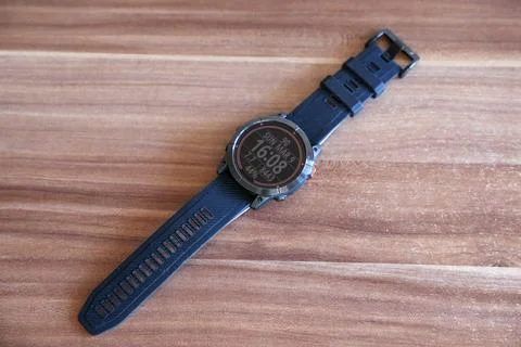 A rugged smartwatch with a digital display. Foto stock