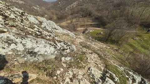 Rugged stone slopes slope gently downward. Mount Rtanj Area, Serbia 스톡 동영상 331107240